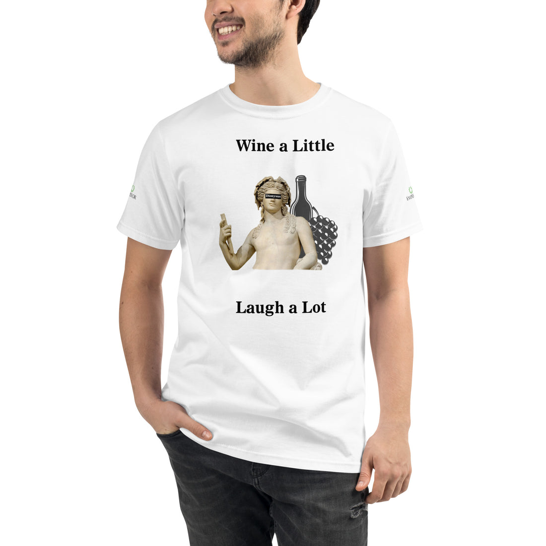 Wine a Little, Laugh a Lot Dionysus T-Shirt - Emperor